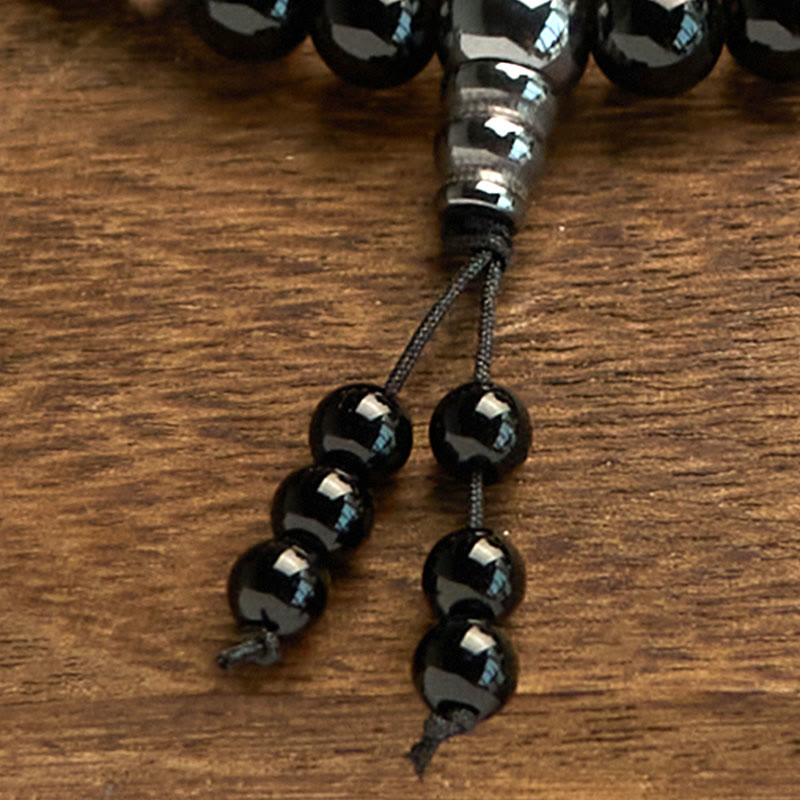 8 mm schwarzes Onyx-Schutz-Mala-Armband mit 108 Perlen