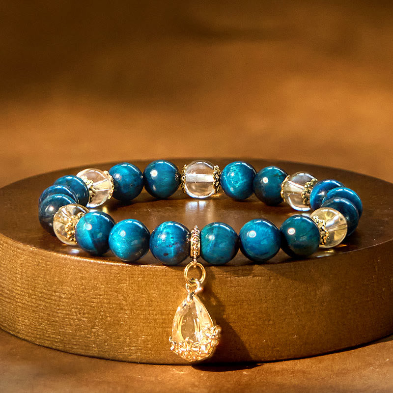 8 mm Armband mit blauem Tigerauge und weißem Kristall