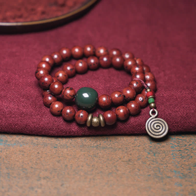 8 mm Bodhi Seed Cyan Jade Kupfer Peace Armband