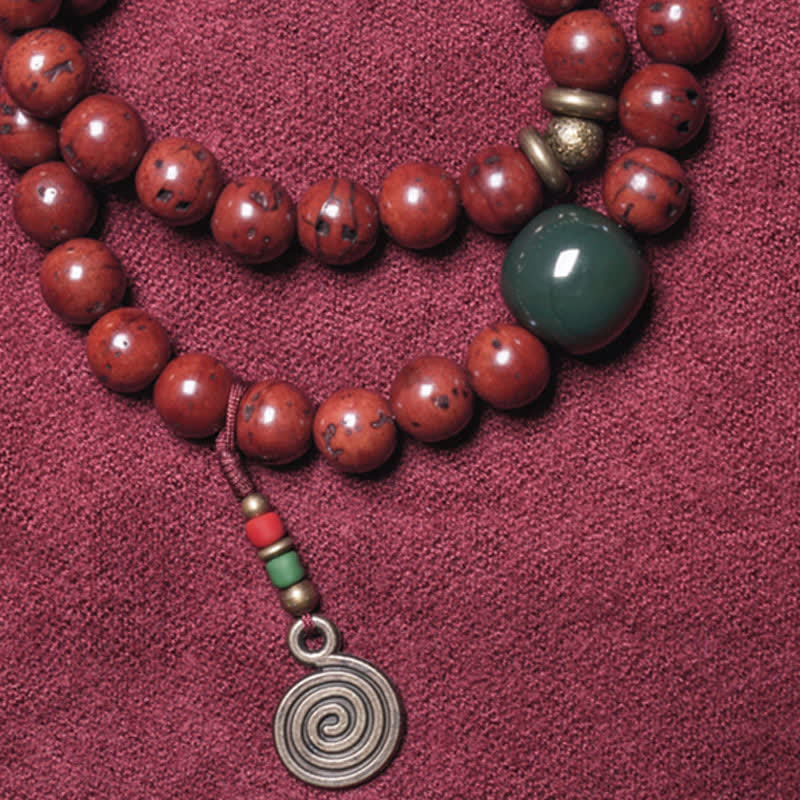 8 mm Bodhi Seed Cyan Jade Kupfer Peace Armband