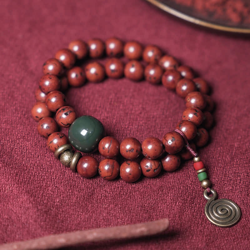 8 mm Bodhi Seed Cyan Jade Kupfer Peace Armband