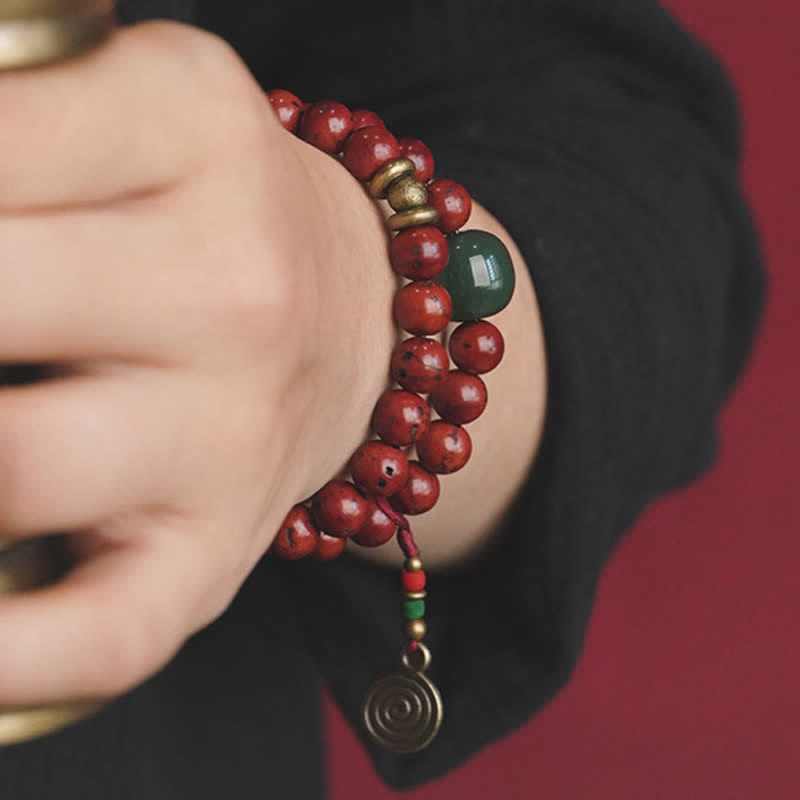 8 mm Bodhi Seed Cyan Jade Kupfer Peace Armband