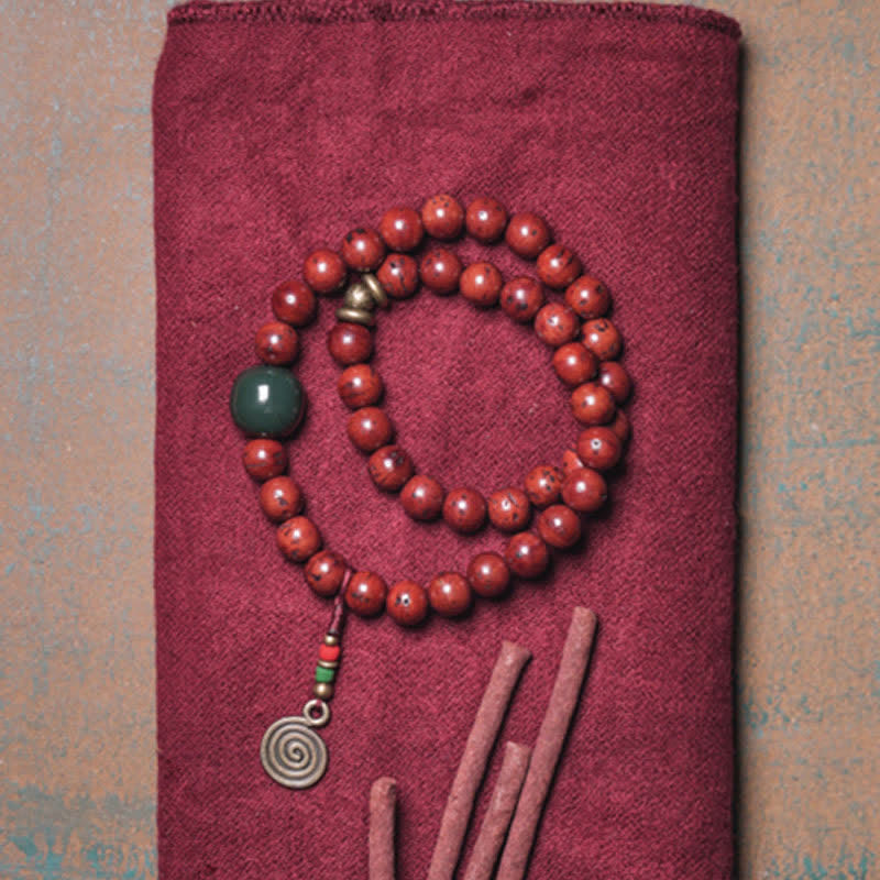 8 mm Bodhi Seed Cyan Jade Kupfer Peace Armband