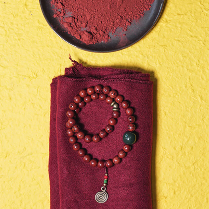 8 mm Bodhi Seed Cyan Jade Kupfer Peace Armband