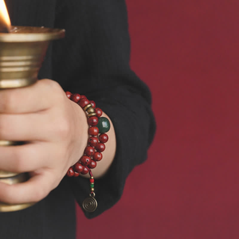 8 mm Bodhi Seed Cyan Jade Kupfer Peace Armband