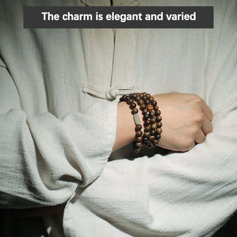 8 mm Brunei Agarwood 108 Perlen Mala Stärke Armband