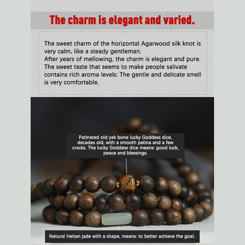 8 mm Brunei Agarwood 108 Perlen Mala Stärke Armband