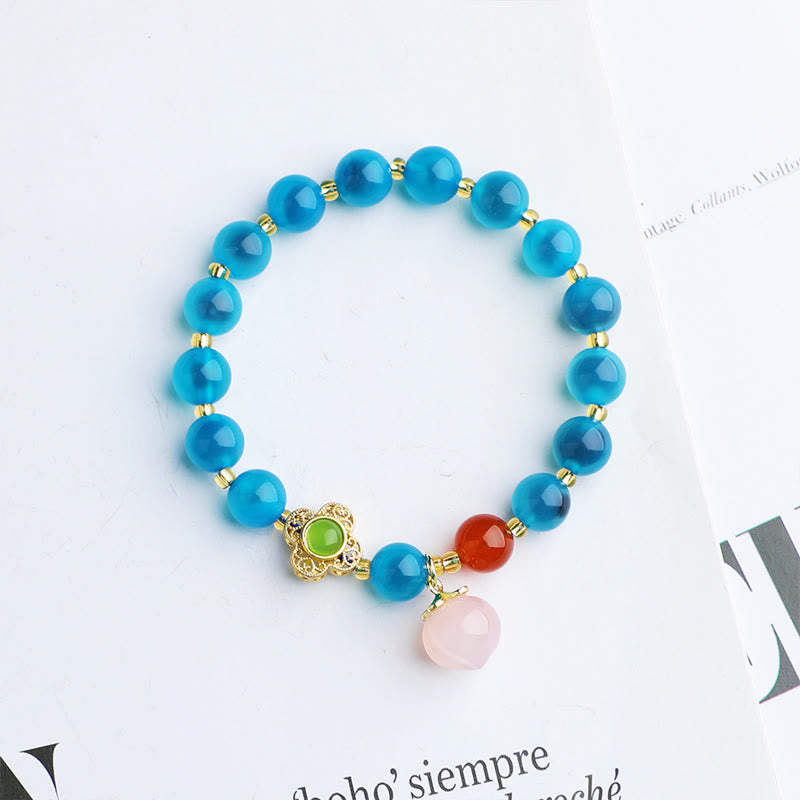8 mm Candy-Achat-Achat-Armband mit goldenen Anhängern in Form eines schluckenden Tieres für Harmonie