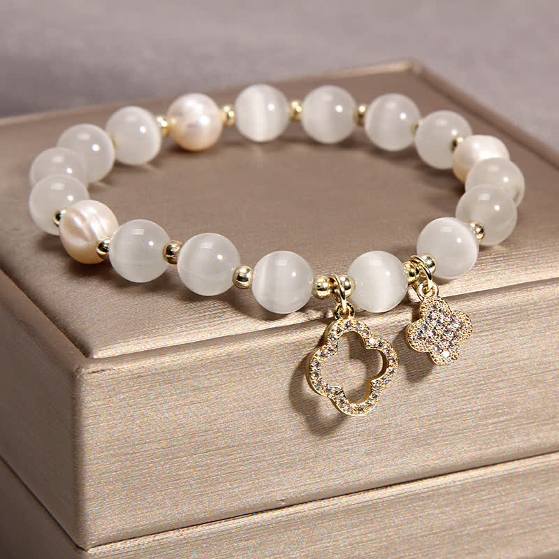8 mm Katzenaugen-Perlen-Liebes-Charm-Armband für Ruhe und Frieden