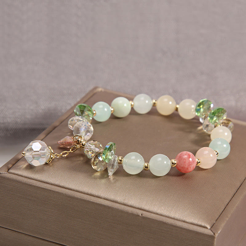 8 mm Katzenauge Rosa Kristall Peace Spirituelles Armband