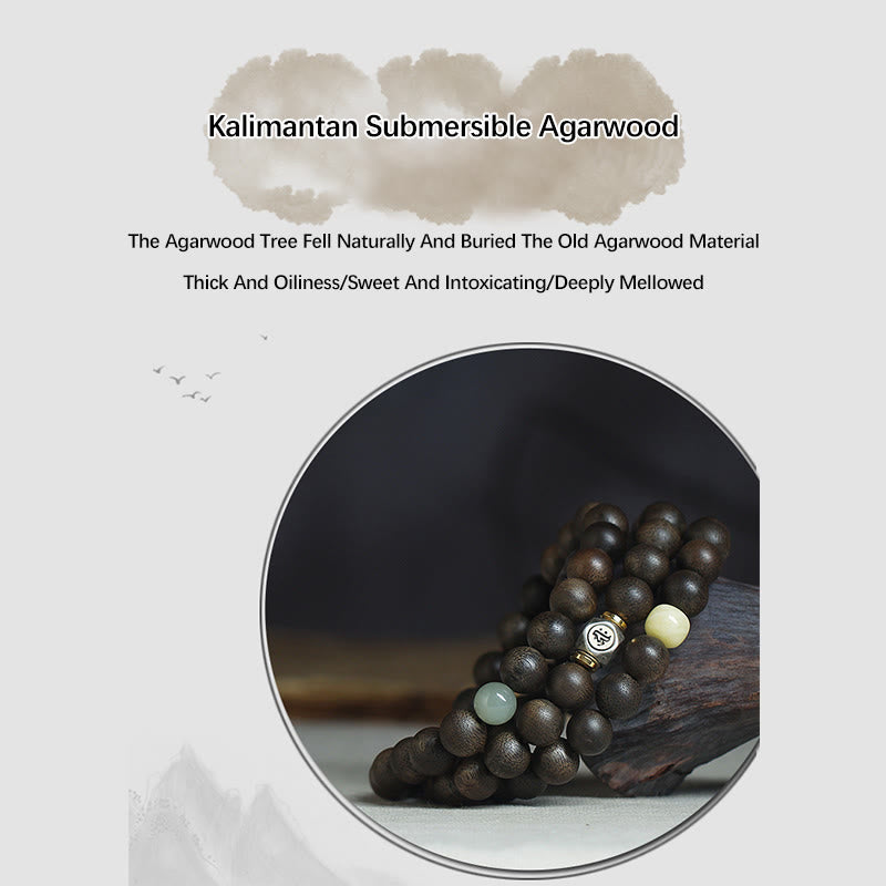 8 mm großes Balance-Armband mit chinesischem Tierkreiszeichen, Adlerholz und Jade