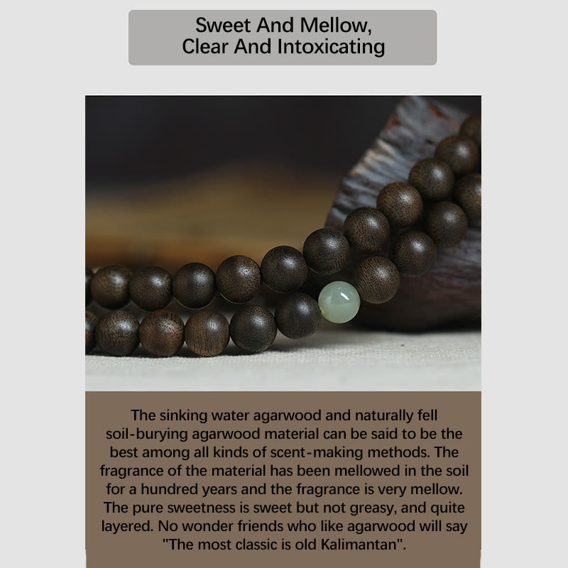 8 mm großes Balance-Armband mit chinesischem Tierkreiszeichen, Adlerholz und Jade