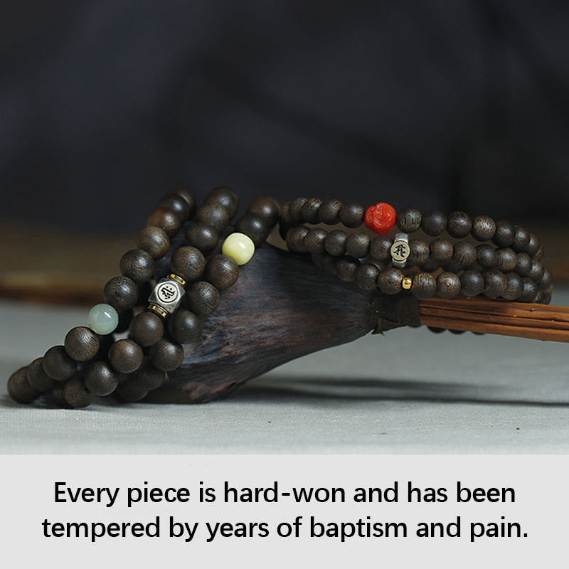 8 mm großes Balance-Armband mit chinesischem Tierkreiszeichen, Adlerholz und Jade