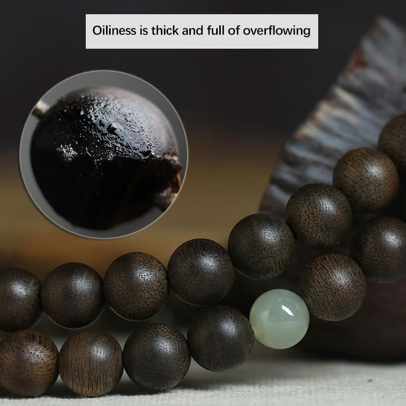 8 mm großes Balance-Armband mit chinesischem Tierkreiszeichen, Adlerholz und Jade