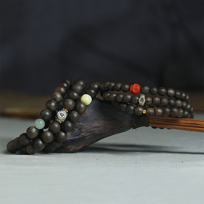 8 mm großes Balance-Armband mit chinesischem Tierkreiszeichen, Adlerholz und Jade