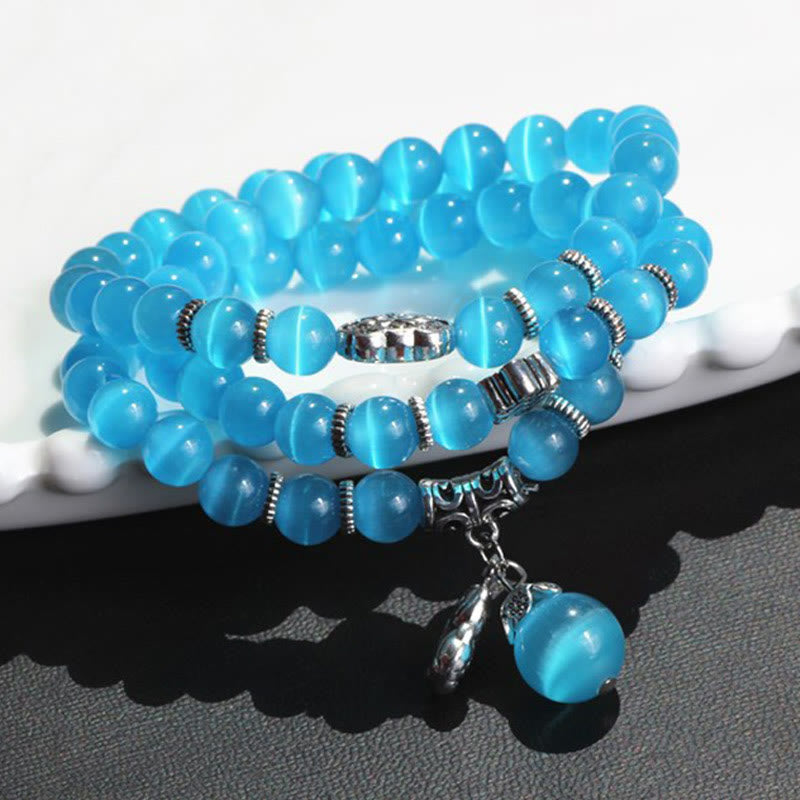 8 mm Chrysoberyll-Katzenauge PiXiu-Stützarmband mit dreifacher Wicklung