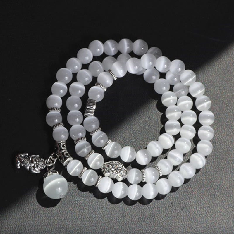 8 mm Chrysoberyll-Katzenauge PiXiu-Stützarmband mit dreifacher Wicklung