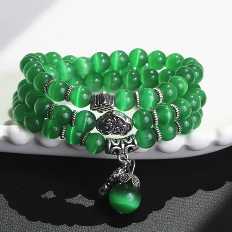 8 mm Chrysoberyll-Katzenauge PiXiu-Stützarmband mit dreifacher Wicklung