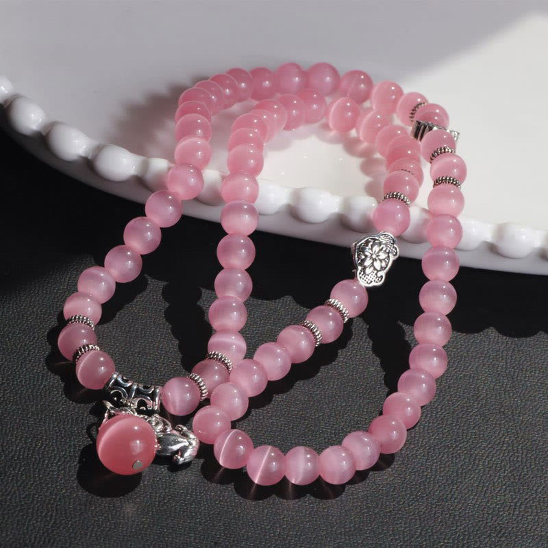 8 mm Chrysoberyll-Katzenauge PiXiu-Stützarmband mit dreifacher Wicklung