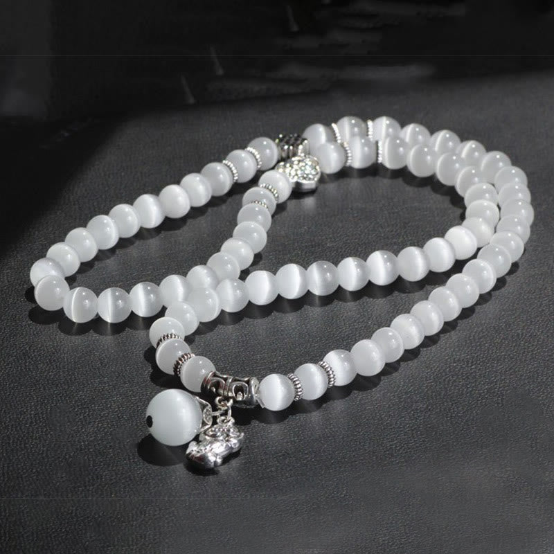 8 mm Chrysoberyll-Katzenauge PiXiu-Stützarmband mit dreifacher Wicklung