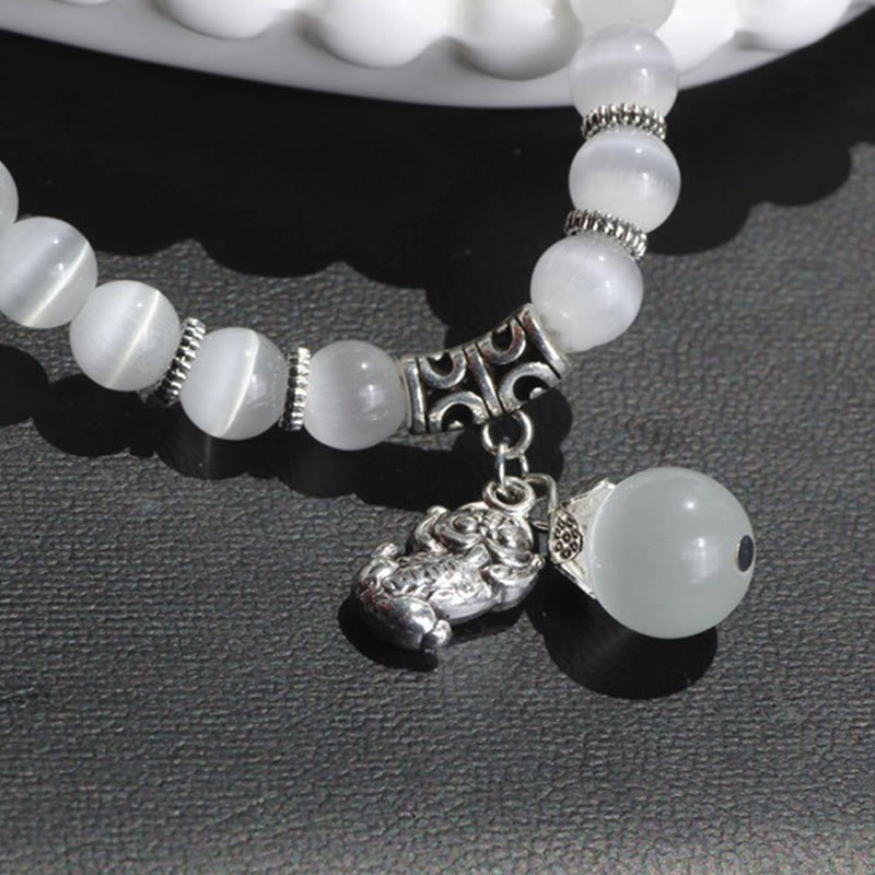 8 mm Chrysoberyll-Katzenauge PiXiu-Stützarmband mit dreifacher Wicklung