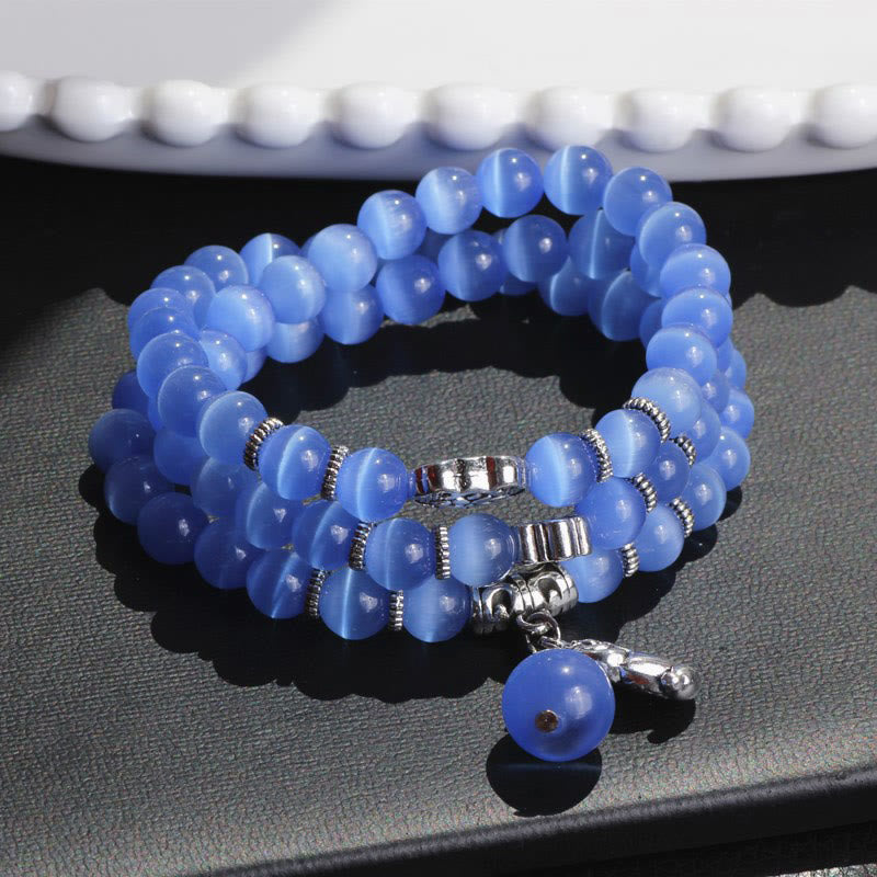 8 mm Chrysoberyll-Katzenauge PiXiu-Stützarmband mit dreifacher Wicklung