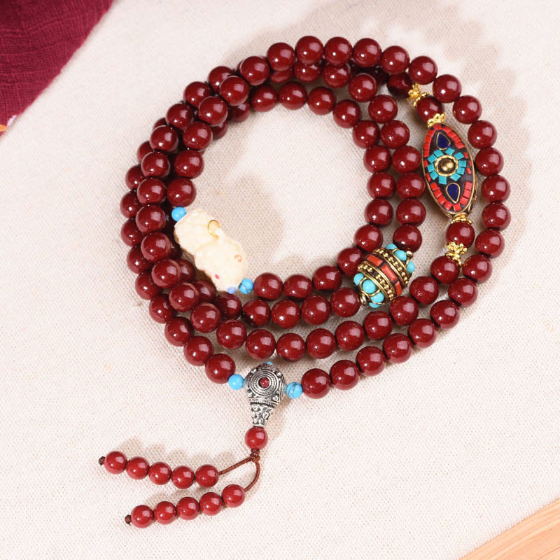 8mm Zinnober Bodhisattva Tara Ruhe Armband Mala
