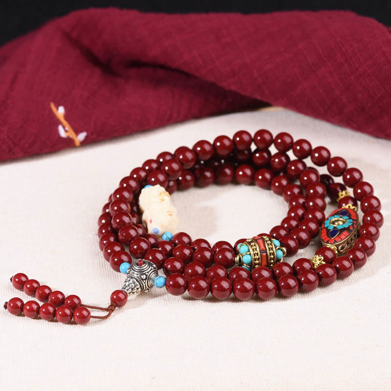 8mm Zinnober Bodhisattva Tara Ruhe Armband Mala