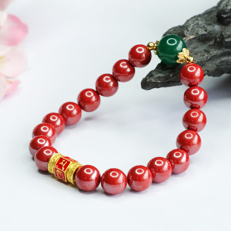 8 mm großes Om Mani Padme Hum Armband aus grünem Achat