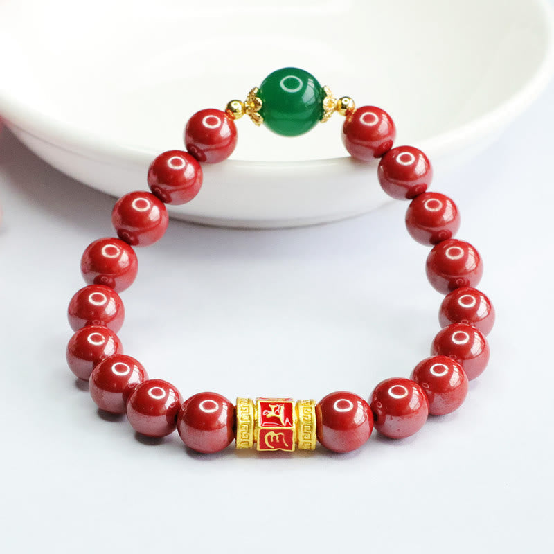 8 mm großes Om Mani Padme Hum Armband aus grünem Achat