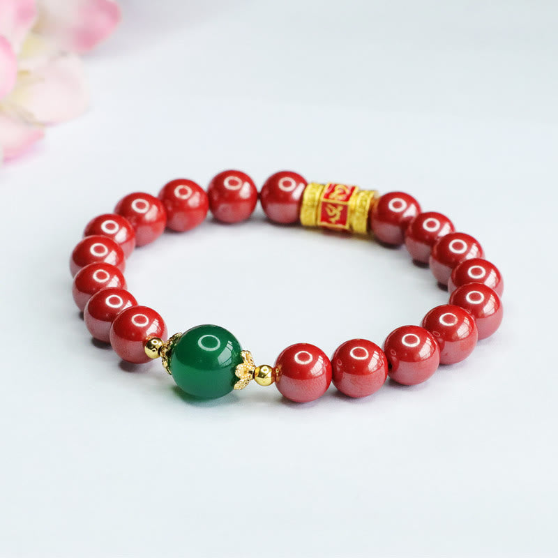 8 mm großes Om Mani Padme Hum Armband aus grünem Achat