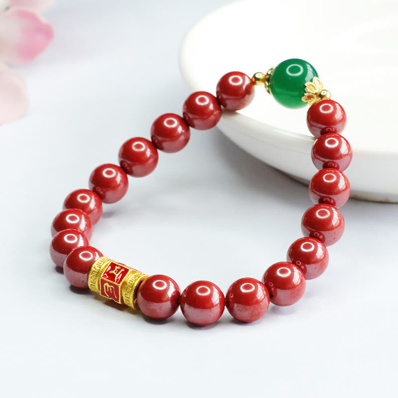 8 mm großes Om Mani Padme Hum Armband aus grünem Achat