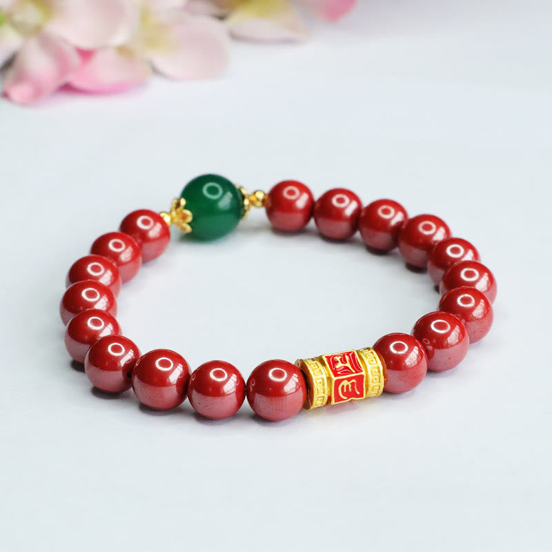 8 mm großes Om Mani Padme Hum Armband aus grünem Achat