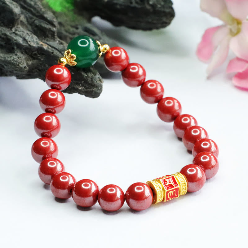 8 mm großes Om Mani Padme Hum Armband aus grünem Achat