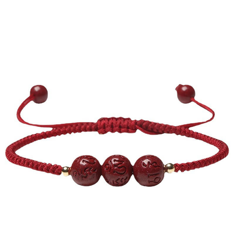 8mm Zinnober Om Mani Padme Hum Segensarmband