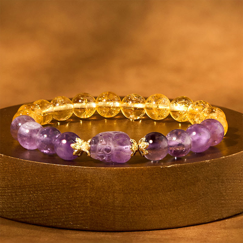 8 mm Citrin-Amethyst-Pixiu-Wohlstandsarmband