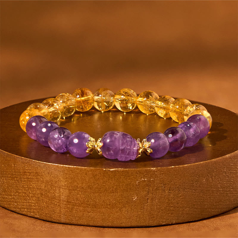 8 mm Citrin-Amethyst-Pixiu-Wohlstandsarmband