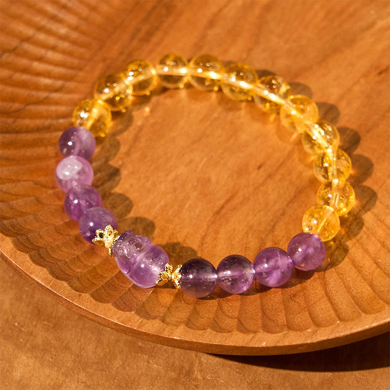 8 mm Citrin-Amethyst-Pixiu-Wohlstandsarmband