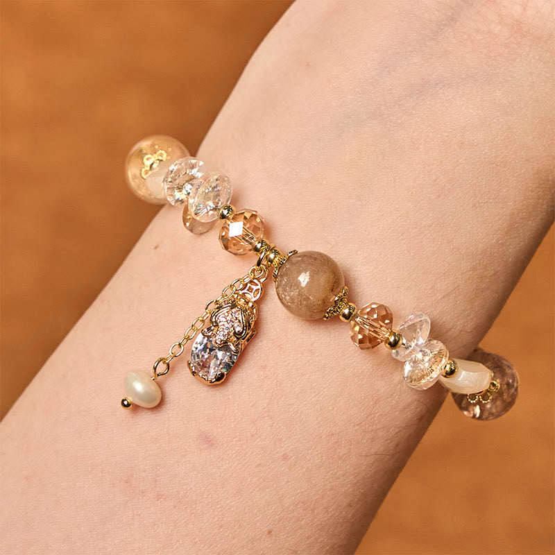 8 mm Citringrünes Erdbeerquarz-Pixiu-Armband für Wohlstand