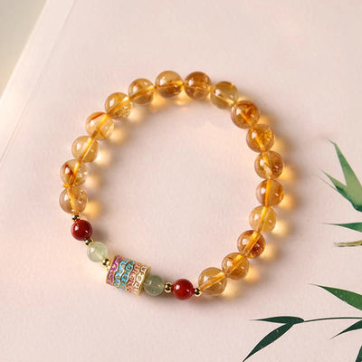 8 mm Citrin-Gebetsmühlenarmband für Kreativität