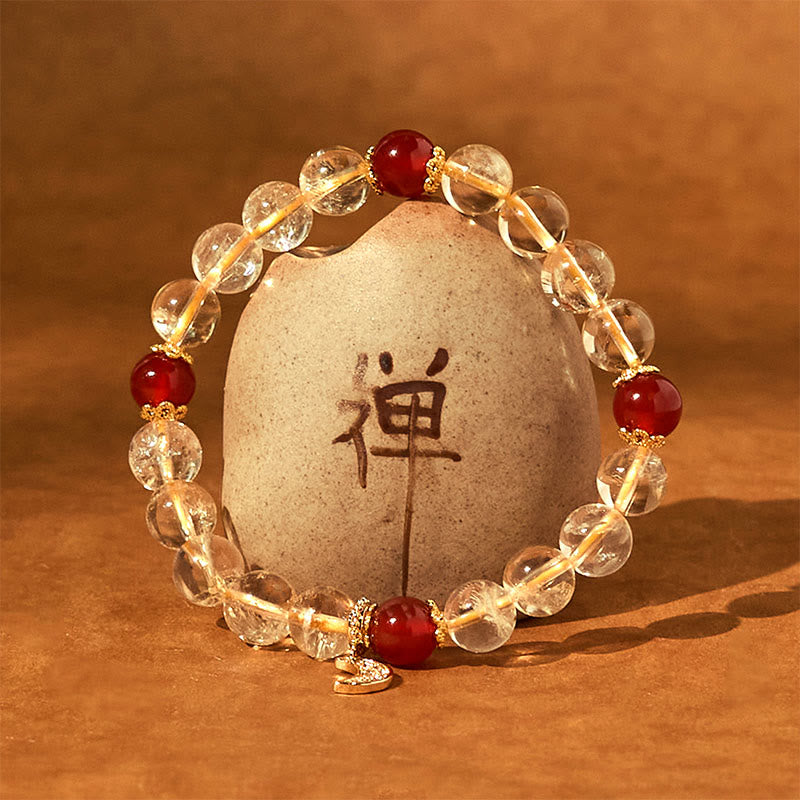 8 mm Citrin-Rot-Achat-Armband für spirituellen Wohlstand, Unisex