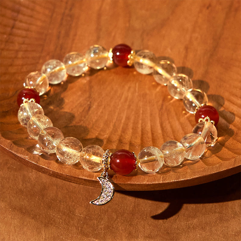 8 mm Citrin-Rot-Achat-Armband für spirituellen Wohlstand, Unisex