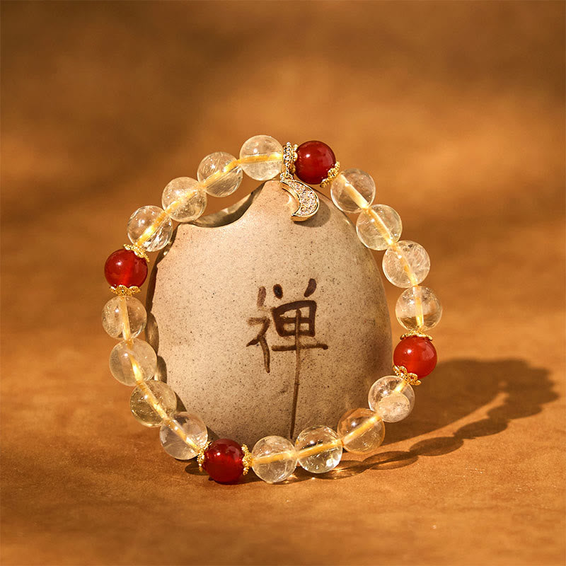 8 mm Citrin-Rot-Achat-Armband für spirituellen Wohlstand, Unisex
