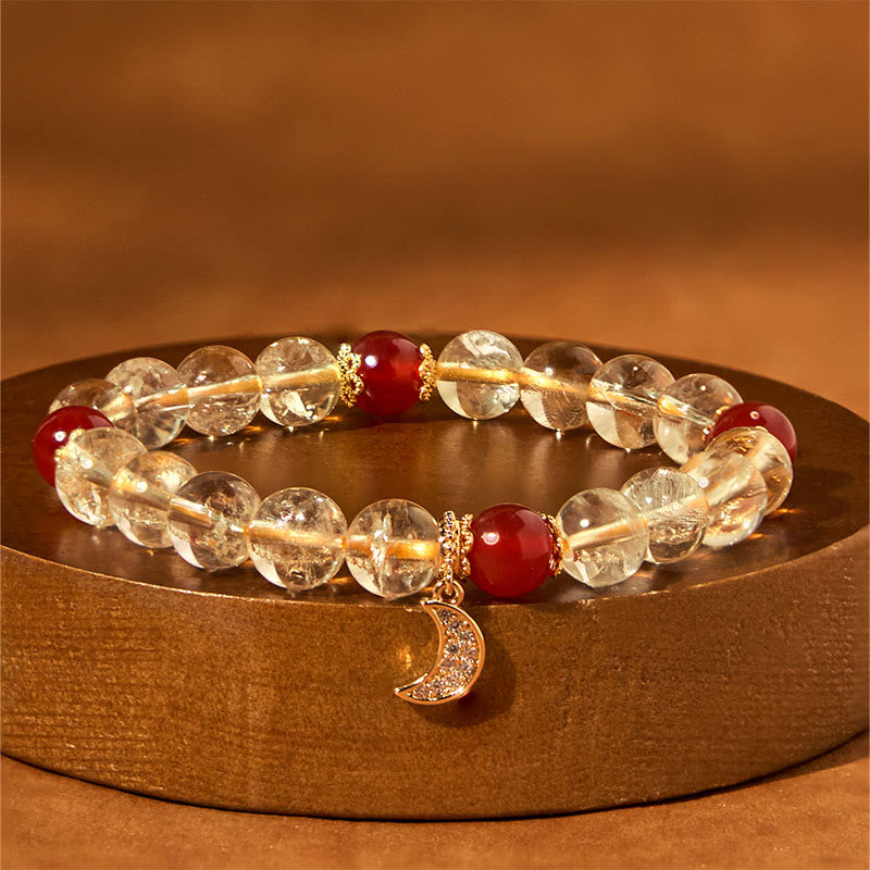 8 mm Citrin-Rot-Achat-Armband für spirituellen Wohlstand, Unisex