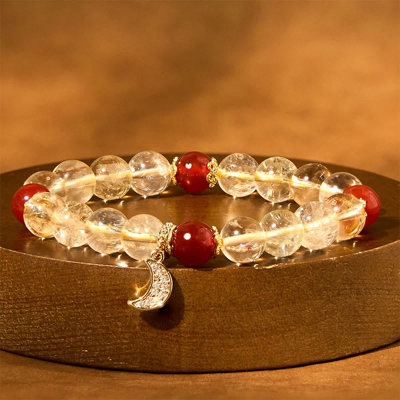 8 mm Citrin-Rot-Achat-Armband für spirituellen Wohlstand, Unisex