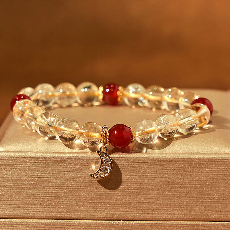8 mm Citrin-Rot-Achat-Armband für spirituellen Wohlstand, Unisex