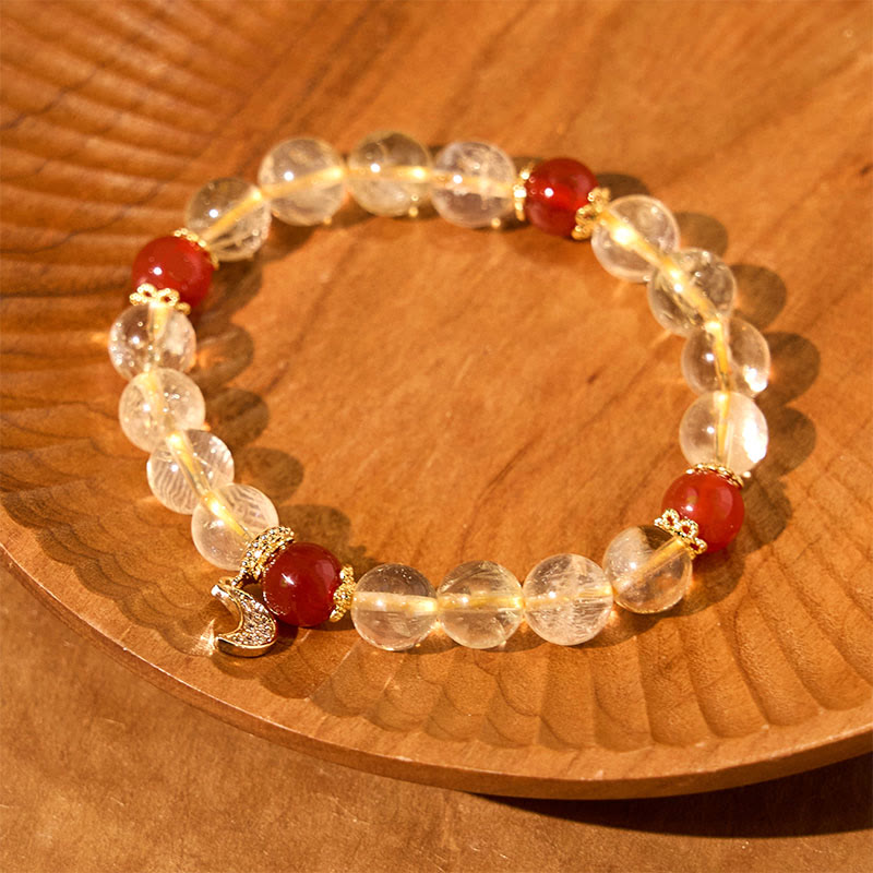 8 mm Citrin-Rot-Achat-Armband für spirituellen Wohlstand, Unisex