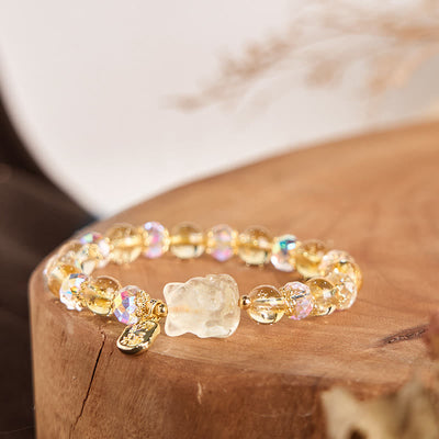 8 mm Citrin-Armband mit weißem Kristall und Reichtumsanziehung