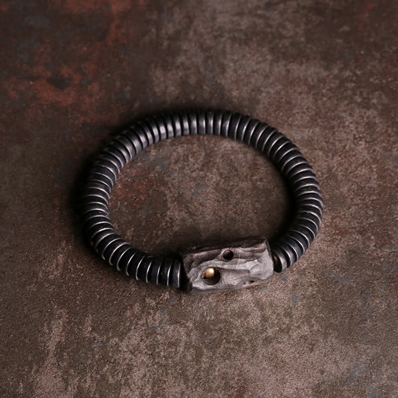 8 mm klassisches Ebenholz-Balance-Armband mit Löchern zur Erdung