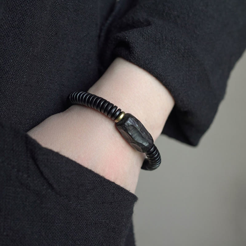 8 mm klassisches Ebenholz-Balance-Armband mit Löchern zur Erdung